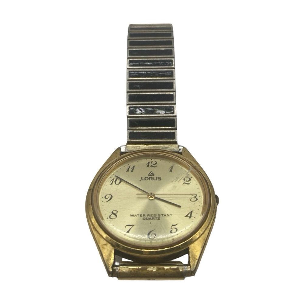 Lorus Y131-8030 Men's Gold Tone Quartz Watch w/Band Needs Battery
